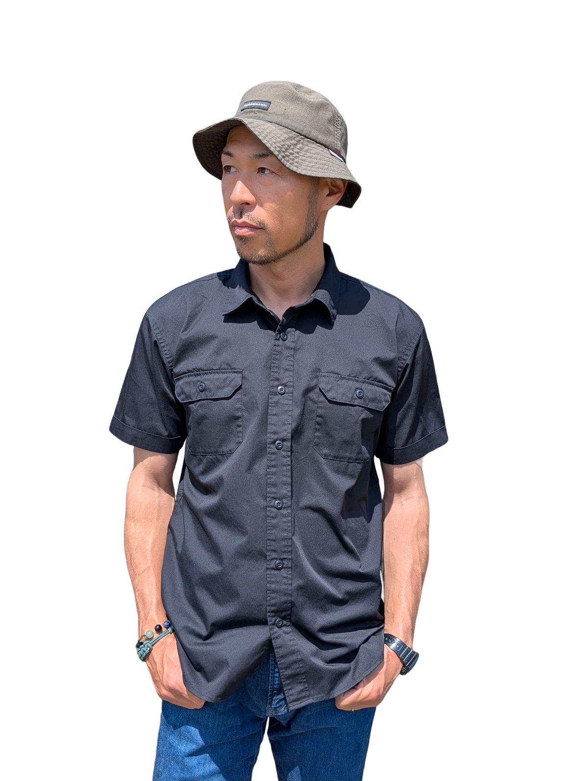 チキューギ ワークシャツ「地球游技」T/C ボタンシャツ