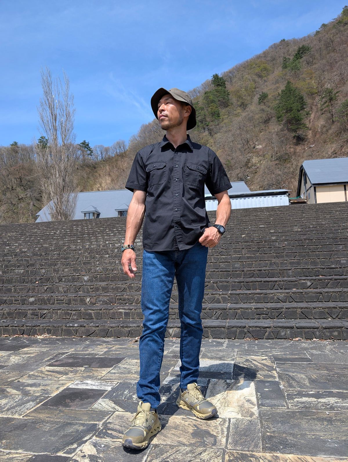 チキューギ ワークシャツ「地球游技」T/C ボタンシャツ