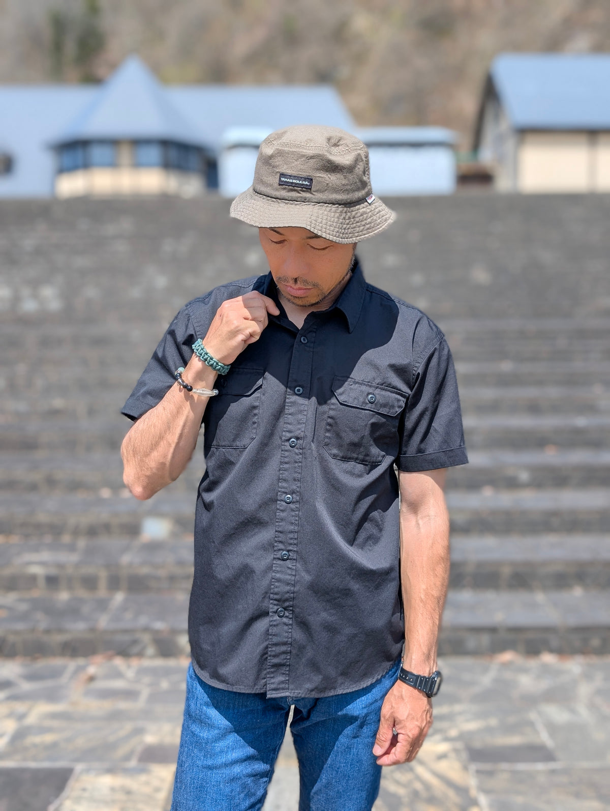 チキューギ ワークシャツ「地球游技」T/C ボタンシャツ