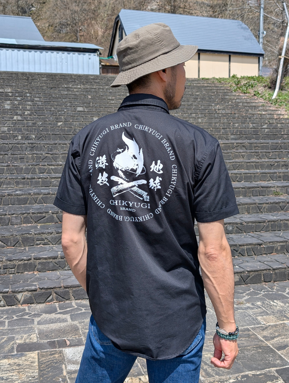 チキューギ ワークシャツ「地球游技」T/C ボタンシャツ