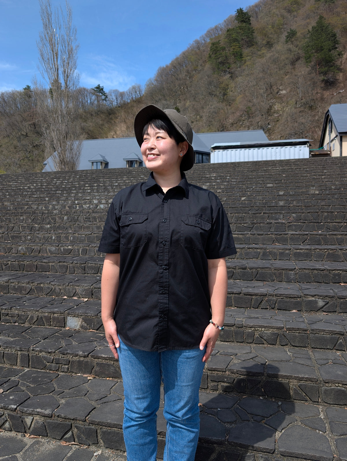 チキューギ ワークシャツ「地球游技」T/C ボタンシャツ